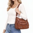 thumbnail image 4 of BadPiggies Crossbody Bag for Women Pocketbooks Soft PU Leather Purses and Handbags Multi Pocket Shoulder Bags - Brown, 4 of 9