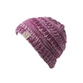 thumbnail image 1 of Kids Soft Cable Knit High Ponytail Winter Beanie - 3-Tone Pink, 1 of 2