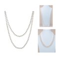 thumbnail image 4 of Collar de sintéticas, beige, Pueden un veces veces alrededor cuello, bisutería para mujer, perla , 180cm Yinane collar largo, 4 of 7