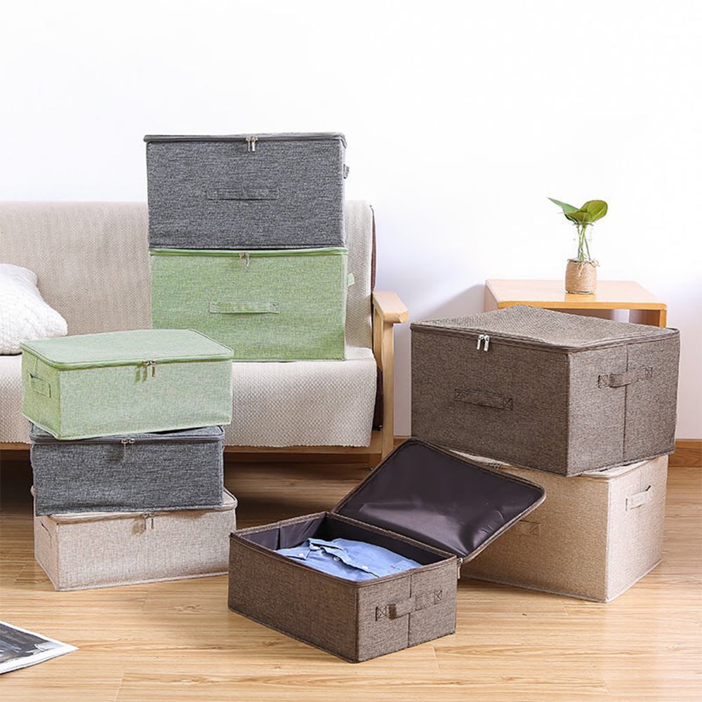 27cm Cube Storage Box Felt Home Storage Collapsible Basket Bag Folding Box Clothes Organizer（Blue） 27 Youyijia 4PCS Foldable Storage Box 27