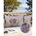thumbnail image 3 of Spring Watercolor Blossom Flower Outdoor Pillow Covers Set of 2,Decorative Waterproof Throw Pillow Case,Purple Checker Lattice on Linen Cotton Linen Soft Cozy Cushion Pillowcases, 3 of 7