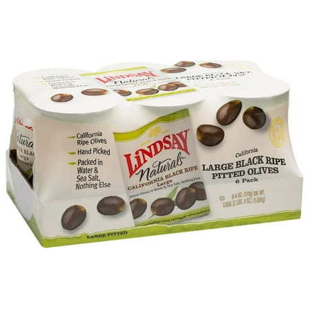 Lindsay Naturals Large Black Ripe Pitted Olives (6 Ounce, 6 Pack)
