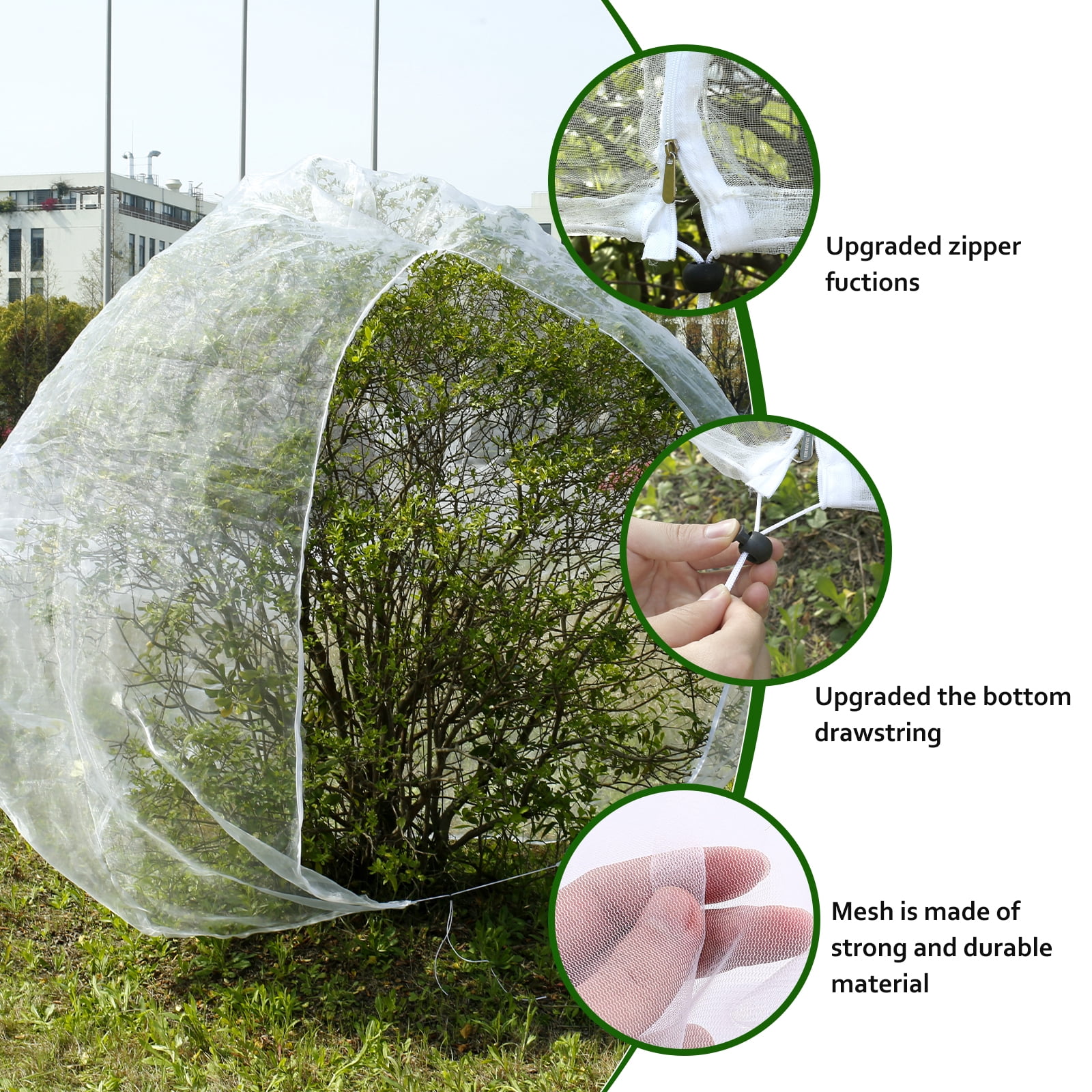 10ftx10ft Large Fruit Tree Netting Bags Plant Protect Mesh Bird Netting with Zipper and Drawstring,Garden Netting from Squirrels and Birds Other Animals for Cherry Apple Tree Blueberry Bushes