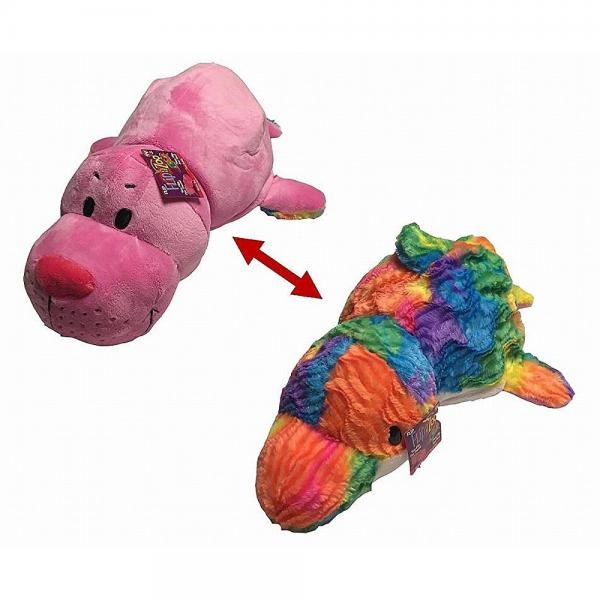 FlipaZoo 16" Stuffed Animal Rainbow Dolphin to Seal Flip A Zoo Pillow