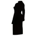 thumbnail image 3 of EIMELI Women Bodycon Long Sleeve High Neck Solid Hollowed Cocktail Party Midi Dress, 3 of 6