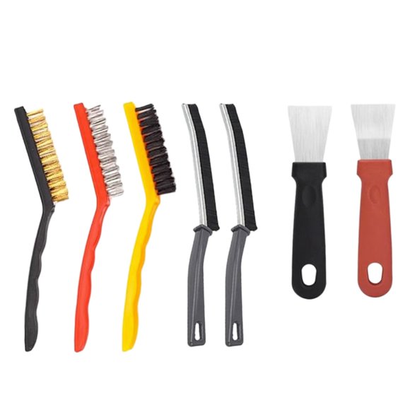 mtvxesu Crevice Cleaning Brush, 7 Pc Hard Bristled Crevice Cleaning Brush with 7 Hook Hand Kitchen Cleaning Tools Cleaner Scrub Brush Tile Joints Door Window Angled Bristles for Bathtub Cleaning Brush