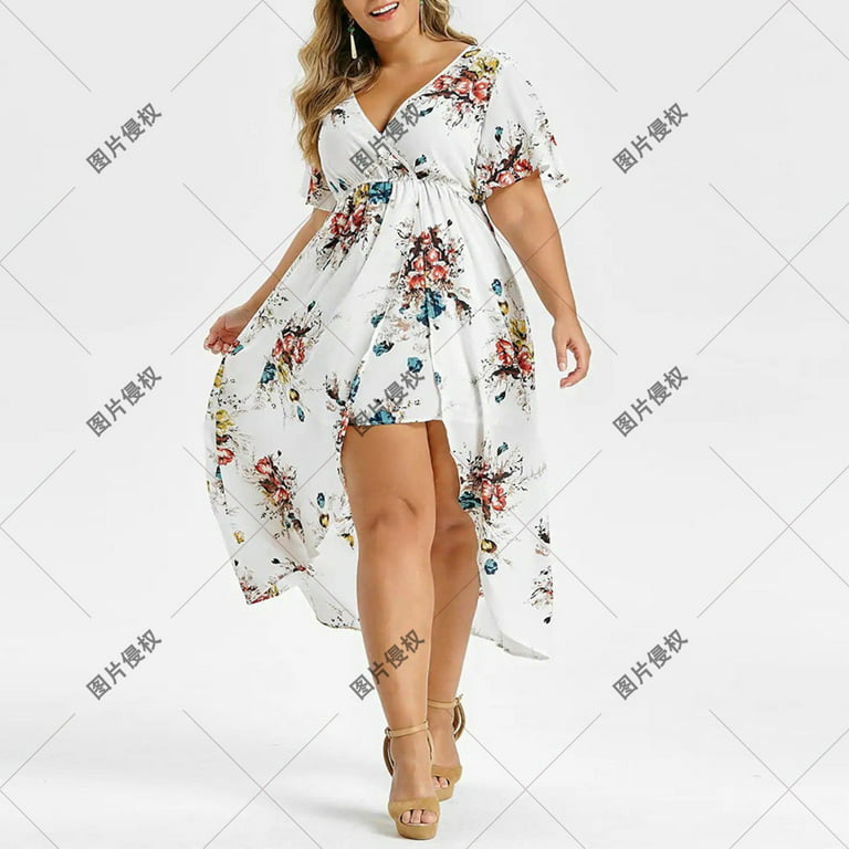 arrangere Hvad er der galt Ledig Sundresses for Women Plus Size Fashion Women Floral Printed V-Neck Short  Sleeve Split Casual Dress Western Dresses To Wear With Boots on Clearance -  Walmart.com