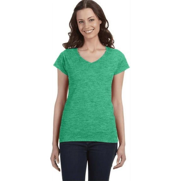 G64VL Gildan Ladies SoftStyle Fitted V-Neck T-Shirt Irish Green 2XL