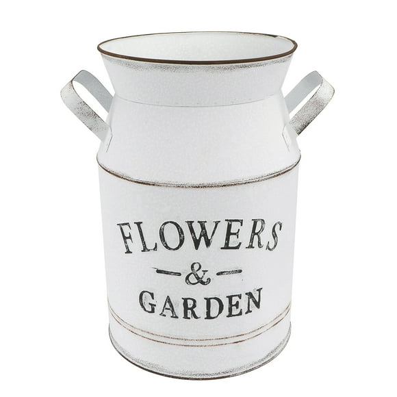 Metal Flower Bucket White For Garden Planters 1Set 12.2X7.9In