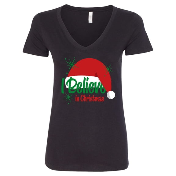 Inktastic Believe in Christmas Women's V-Neck T-Shirt