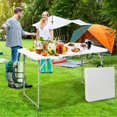 thumbnail image 3 of LUVCMFT Folding Camping Table, 4ft Portable Picnic Table, Height Adjustable Craft Fold in Half Plastic Desk with Handle for Picnic, Party, Camping, Indoor Outdoor, White, 3 of 8