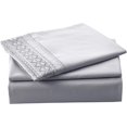 thumbnail image 1 of - Embroidery 3-Piece Bed Sheet Set with Deep Pocket Fitted Sheet \u2013 Ultra Soft Brushed Microfiber Bed Sheets, Wrinkle, Fade and Stain Resistant (Twin, Sliver), 1 of 6
