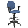 Boss Office Products Blue Fabric Drafting Stools W/Adj Arms & Footring