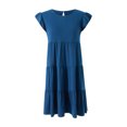 thumbnail image 3 of Lucakuins Mujeres Casual Plisado Vestido Corto, Adultos Primavera Color Sólido Cuello Redondo Manga Corta Mini Vestido Lucakuins moda, 3 of 9