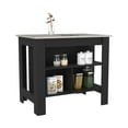thumbnail image 4 of Dozza Kitchen Island with 3 Shelves, Black &amp; Ibiza Marble Finish. Spacious 40.5"W Top, 29.2"H Legroom for Meal Prep. Durable Particle Board, Easy Assembly. Perfect for Kitchen &amp; Dining Spaces, 4 of 7