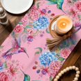 thumbnail image 3 of Pink Spring Floral Table Runner 48 Inches, Watercolor Birds Farmhouse Art Bed Runner Dresser Scarves Tabletop for Indoor Outdoor Parties/Ceremony/Banquet, 13" x 48", 3 of 9