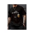 thumbnail image 1 of Camiseta informal y cómoda para hombre con cuello redondo y estampado elegante, manga corta moderna para uso diario en verano., 1 of 7