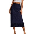 thumbnail image 2 of YTCAMLO Floral Lace Mesh Womens Long Skirts Casual High Waisted A Line Skirts Soft Ankle Length Maxi Skirts Plus Size Summer Skirts, Navy S, 2 of 7
