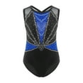 thumbnail image 3 of TSSOE Kids Girls 3-Piece Set Athletic Unitards Gymnastics Leotards Tumbling Clothes Ballet Dance Biketards Blue&Black 6, 3 of 7