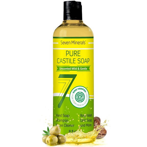 Seven Minerals Castile Soap, Unscented, Baby-Safe, No Palm Oil, 8 fl oz