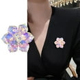 thumbnail image 3 of Hyasfey Bride Brooch Flower Shape Reflective Shiny Colorful Faux Evening Dress Chest Corsage Multidimensional Shining Ball Party Brooch Pin, 3 of 8