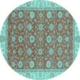 thumbnail image 1 of Ahgly Company Indoor Round Oriental Light Blue Traditional Area Rugs, 5' Round, 1 of 4