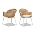 thumbnail image 4 of Santorini 19" Wicker Back Outdoor Patio Dining Chair Set of 2 Beige Olefin, 4 of 11