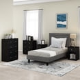 thumbnail image 3 of Furinno TIDUR Night Stand Set of 2, Modern Nightstand with Drawer, Bedside Table with Storage Shelf, End Table, Side Table, Knob Handle Drawer, for Bedroom, Living Room, Dark Americano, 3 of 5