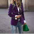 thumbnail image 2 of Xingpeng Women's Stretch Blazer 2026 Fall Business Casual Jacket Long Sleeve Open Front Lightweight Office Work Suit Jacket Purple XXL, 2 of 8