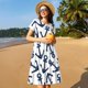 thumbnail image 4 of Disketp Navy Blue Anchors para Vestido de Manga Corta para Mujeres, Vestidos de Verano para Mujeres, Casual y Holgado para la Playa, 4 of 6