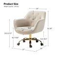 thumbnail image 7 of Velvet Tufted Office Chair Upholstered Swivel Modern Adjustable Armchair Metal Base Home Bedroom Tan, 7 of 7