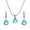 Light Blue, variant on 925 Silver Plated Wedding Shinny Bridal Jewellery Earrings Necklace Set-Dark Blue