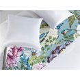 thumbnail image 2 of Springtime Bed Runner, Romantic Wild Nature Themed Flowers Vintage Butterfly and Bird Print, Decorative Accent Bedding Scarf for Hotels Homes & Guest Rooms, Queen, Cadet Blue Multicolor, by Ambesonne, 2 of 3