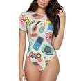 thumbnail image 1 of Fotbe Playing Video Games Body de Mujer con Cuello Redondo y Mangas Cortas, Sin Mangas Ajustado, Suave, Cómodo y Básico-Medium, 1 of 7