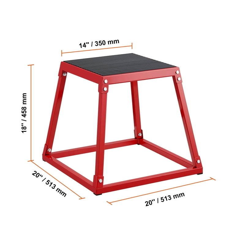 SKYSHALO Jumping Step Box 18 Height Steel Constructed Plyo Platform Non Slip Exercise Box for Home Gym Red Enhances Conditioning and Strength