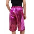 thumbnail image 4 of Metallic Shorts for Girls Solid Color Dance Bermuda Short Pants Kids Shiny Party Clothes High Wasit Trousers, 4 of 5