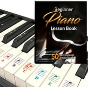QMG Beginner Piano Book & Color Key Stickers for Kids -  50 Popular Songs