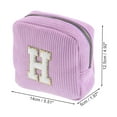 thumbnail image 2 of Unique Bargains 1 Pc Letter H Pattern Makeup Bag for Travel Pink Purple Corduroy, 2 of 6