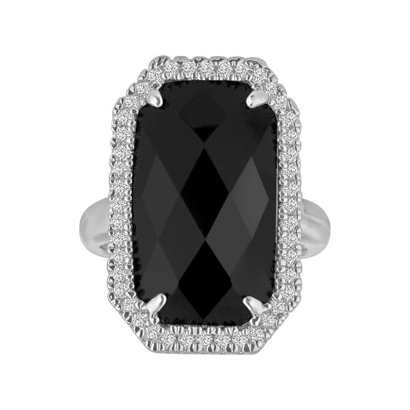 Brilliance Fine Jewelry Black Onyx Fine Silver-Tone Rectangular Ring