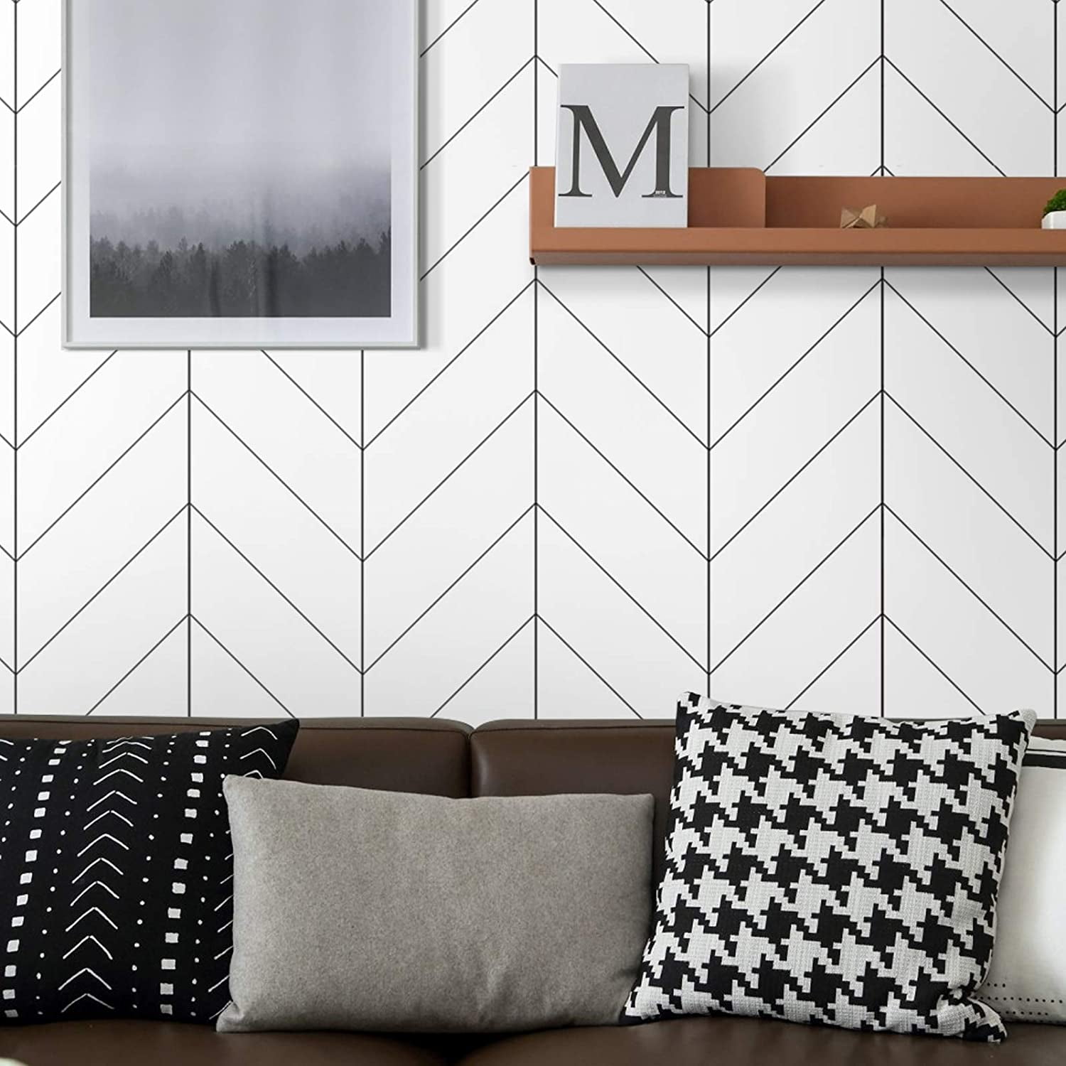 Ssamall Dark Grey Wallpaper Border Roll Peel & Stick Bathroom Kitchen Bedroom Wall Borders Home Decor 5Meters 