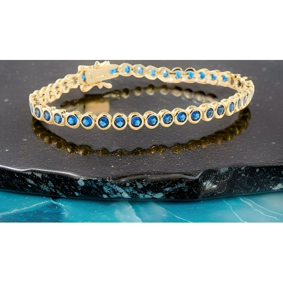 925 Silver Lab Blue Sapphire Tennis Bracelet,Sapphire Tennis Bracelet,September Birthstone Bracelet,gift for her,valantine gift girlfriend