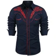 thumbnail image 1 of nueva camisa de solapa de manga larga con estampado occidental para hombre, de un solo pecho, ropa informal para club social para hombre, ropa con impresión 3D, 1 of 6
