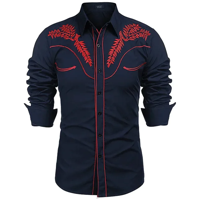 nueva camisa de solapa de manga larga con estampado occidental para hombre, de un solo pecho, ropa informal para club social para hombre, ropa con impresión 3D