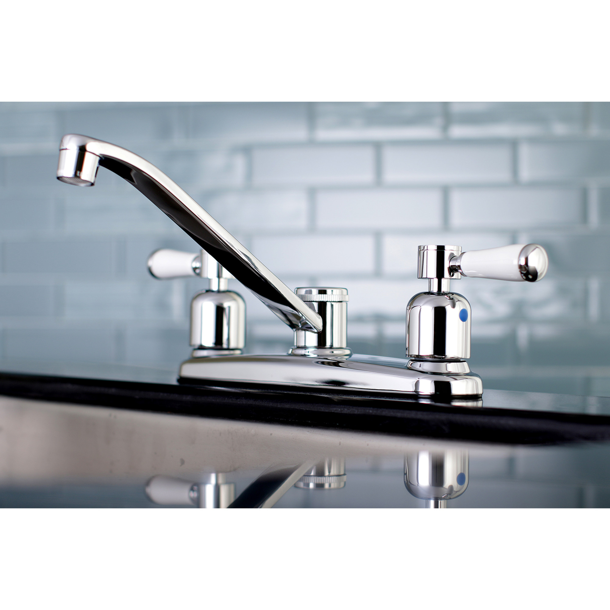 Kingston FB111DPL Paris Two-Handle 2-Hole 8" Centerset Kitchen Faucet in Polished Chrome