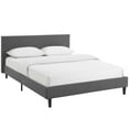 thumbnail image 3 of Modern Contemporary Urban Design Bedroom Full Size Platform Bed Frame, Grey Gray, Fabric Wood, 3 of 5