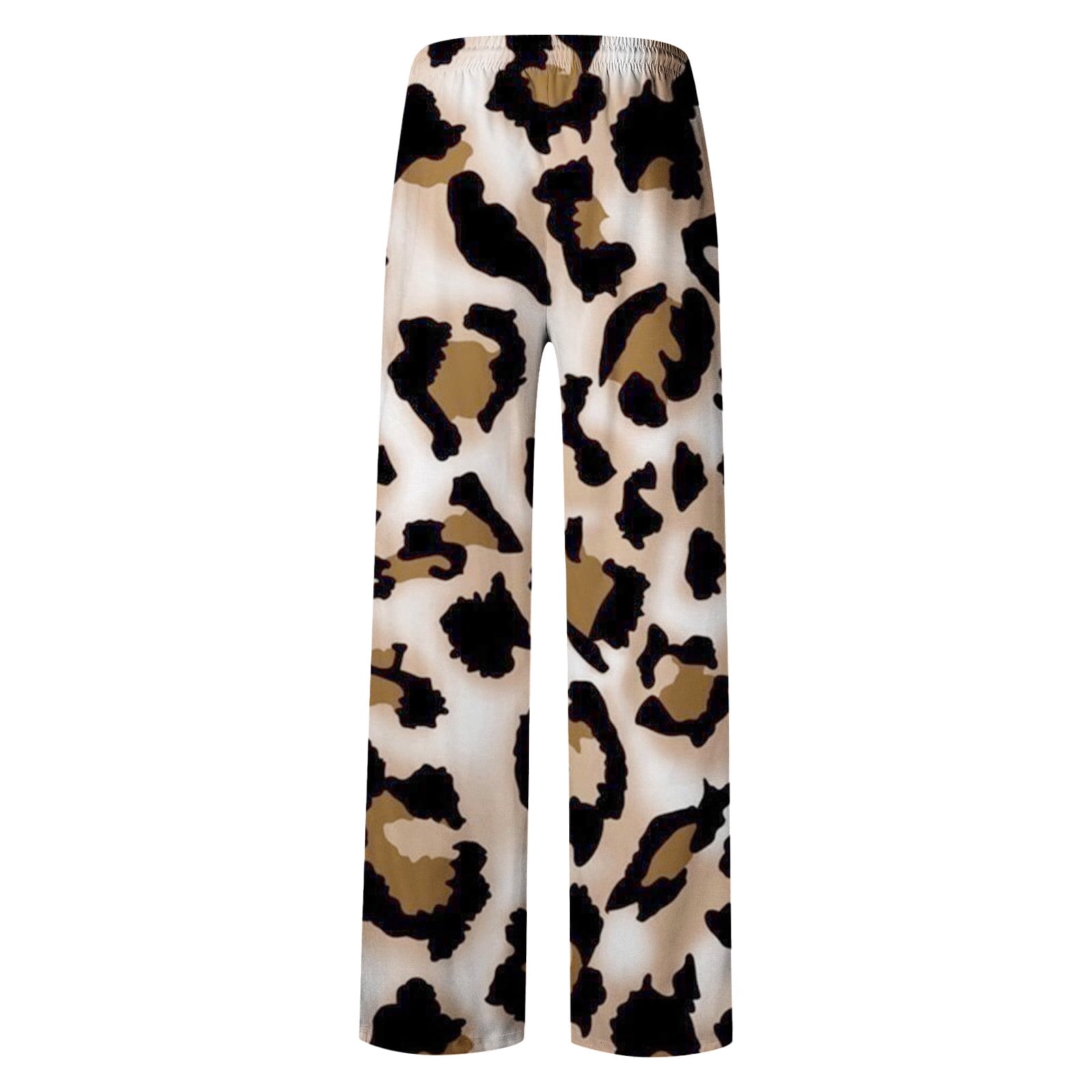 Zszcpp High Waisted Pants Men Straight Print Fitted 3D Leopard