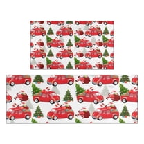 Red Christmas Car Pattern Kitchen Rugs Sets Of 2,Anti Fatigue Kitchen Mat Rugs Non Slip Washable,Decorative Kitchen Floor Mats for Kitchen,Sink,Laundry,17"x30" 17"x47"