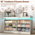 thumbnail image 3 of Blotout 6 Drawer Double Dresser with LED Lights and Charging Station, Wide Chest of Drawers and Metal Handles, Wood Storage Cabinet for bedroom, Living Room, 3 of 8