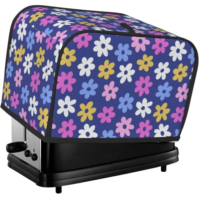 Toaster Cover 2 Slice Vintage Groovy Flowers Dustproof Bread Maker Cover Fingerprint Bakeware Protection Wide Slot Toaster Bag Reusable Kitchen Small Appliance Cover TC278