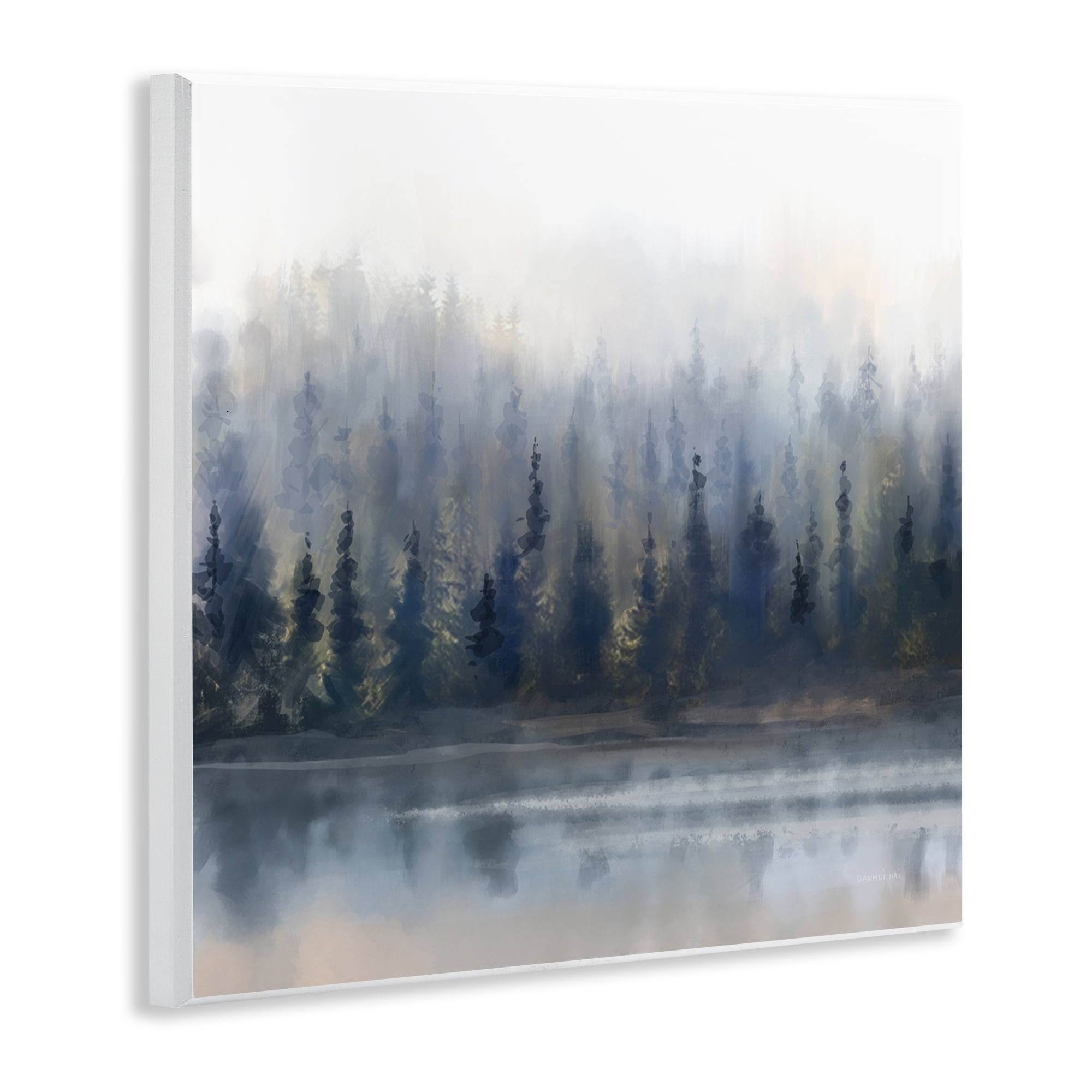 Stupell Industries Misty Gray Forest Landscape & Nature Painting Unframed Art Print Wall Art, 12 x 12